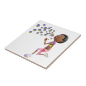 Carreau Bulles de soufflement de fille d'Afro-américain de (Côté)