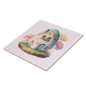 Carreau Bunny Rose & Oeuf Formé Maison Kawaii Style (Côté)