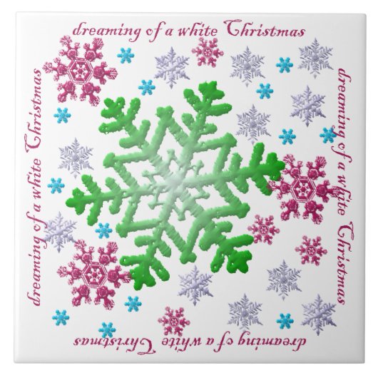 Carreau Burgundy Blue Green & Silver Snowflakes (Devant)