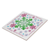 Carreau Burgundy Blue Green & Silver Snowflakes (Côté)