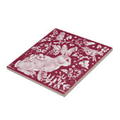 Carreau Burgundy Lapin Bunny Birds Floral Dedham Delft (Côté)