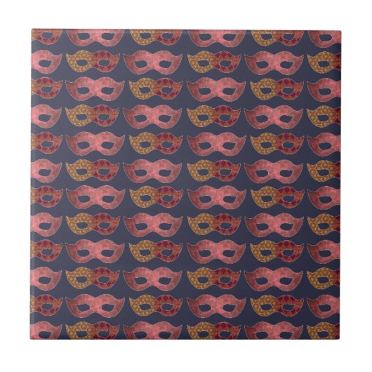 Carreau Burgundy Masquerade Masks Pattern (Devant)