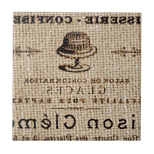 Carreau burlap scripts shabby chic country cake (Devant)
