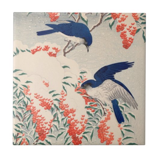 Carreau Bush et Fly Catchers en neige par Ohara Koson (Devant)