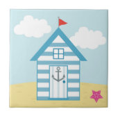 Carreau Cabane de plage bleue et blanche (Devant)