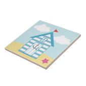 Carreau Cabane de plage bleue et blanche (Côté)