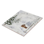 Carreau Cabane d'hiver dans une forêt enneigée à l'aquarel (Côté)