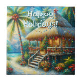Carreau Cabane Tropicale Noël Palm Tree Beach Lumières (Devant)