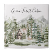 Carreau Cabine d'aquarelle dans la forêt de pins verts (Devant)