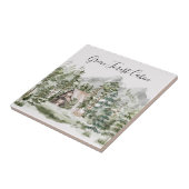 Carreau Cabine d'aquarelle dans la forêt de pins verts (Côté)