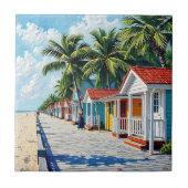 Carreau Cabines de plage tropicales colorées (Devant)