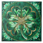 Carreau Cabot à quatre feuilles - marbre vert et or (Devant)