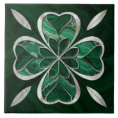 Carreau Cabot à quatre feuilles - Marbre vert et Peal (Devant)