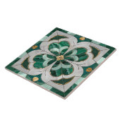 Carreau Cabot à quatre feuilles - Marbre vert et perle (Côté)