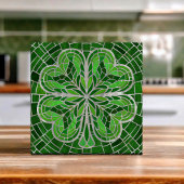 Carreau Cabot à quatre feuilles - Marbre vert et perle