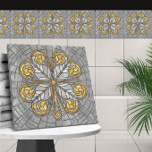 Carreau Cabot à quatre feuilles - Mosaïque d'or et de perl