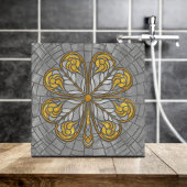 Carreau Cabot à quatre feuilles - Mosaïque d'or et de perl