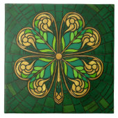 Carreau Cabot à quatre feuilles - Mosaïque verte et or (Devant)