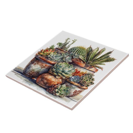 Carreau Cactus du sud-ouest et succulents (Côté)