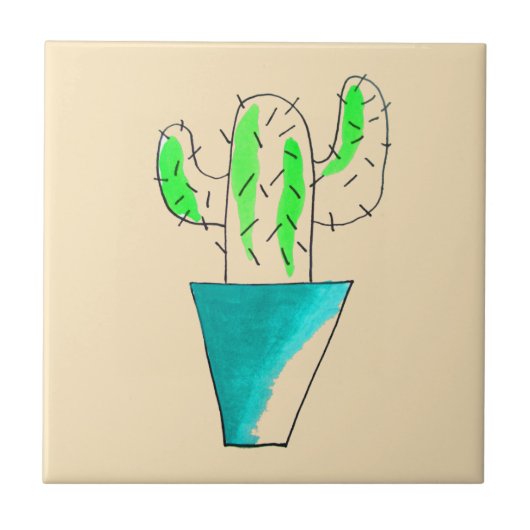 Carreau Cactus mexicain art saguaro mignon (Devant)