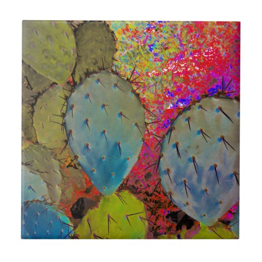Carreau Cactus Prickly Pear du désert Abstrait (Devant)