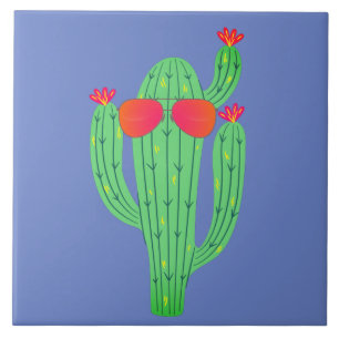 Carreau Cactus Saguaro Portant des Lunettes de Soleil Drôl