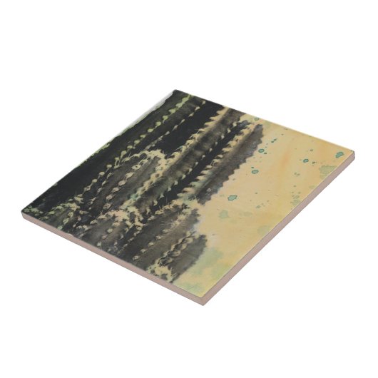 Carreau Cactus vert sur Arrière - plan jaune (Côté)