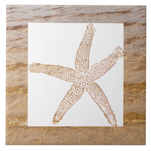 Carreau Cadeau de décoration intérieure de plage de sable (Devant)