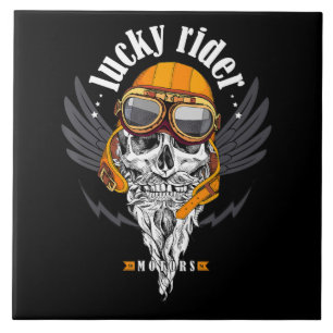 Carreau Cadeau De Moto Crâne Pour Les Amateurs De Moto