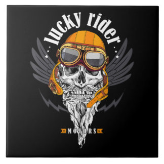 Carreau Cadeau De Moto Crâne Pour Les Amateurs De Moto