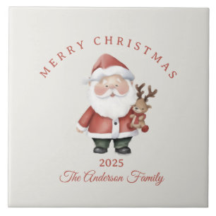 Carreau Cadeau de Noël à l'aquarelle Santa personnalisé