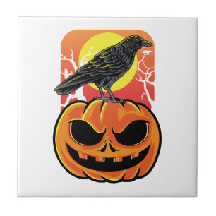 Carreau Cadeau de veilleur d'oiseaux de Halloween corbeau