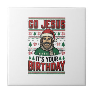 Carreau Cadeau Jésus Noël Anniversaire Vintage T-Shirt