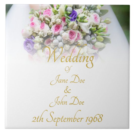 Carreau Cadeau mariage - Mariée avec bouquet mariage color (Devant)