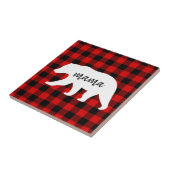 Carreau Cadeau moderne Rouge Plaid Et Blanc Mama Ours (Côté)