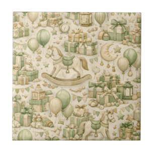 Carreau Cadeaux de cheval jouet vintage Ballons Vert neutr