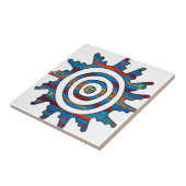 Carreau Cadran solaire multicolore maya aztèque (Côté)