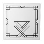 Carreau Cadre Art Déco Simple et géométrique élégant<br><div class="desc">Élégant élément décoratif simple d'art noir décoré géométrique sur un carrelage en céramique blanche. Design chic et élégant,  parfait pour un intérieur moderne ou art déco vintage.</div>