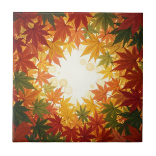 Carreau Cadre circulaire vibrant de feuille d'érable autom