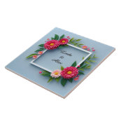 Carreau Cadre floral avec fleurs roses (Côté)