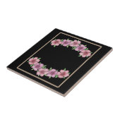 Carreau Cadre floral caricature fleurs beige bordure noir  (Côté)
