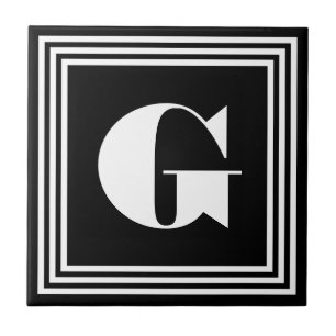 Carreau Cadre Monogramme Gras 3 Noir & Blanc
