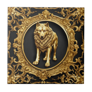 Carreau Cadre ornemental noir et or Wolf