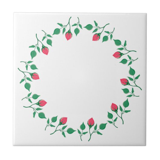 Carreau Cadre rond fleuri avec fleurs roses (Devant)