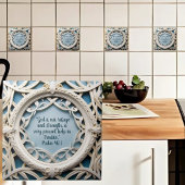 Carreau Cadre tissé blanc sur Versets de la Bible Bleue