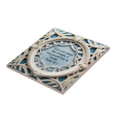 Carreau Cadre Tissé Blanc sur Versets de la Bible Bleus (Côté)