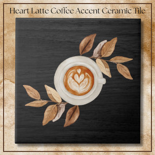 Carreau Café au Lait au Cœur Illustratif Noir Charmeur