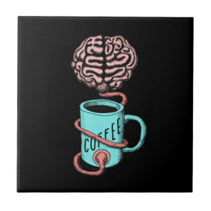 Carreau Café pour le cerveau. Illustration drôle de café