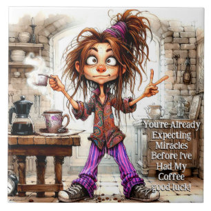 Carreau Café Quirky Lady Good Luck Carrelage en céramique