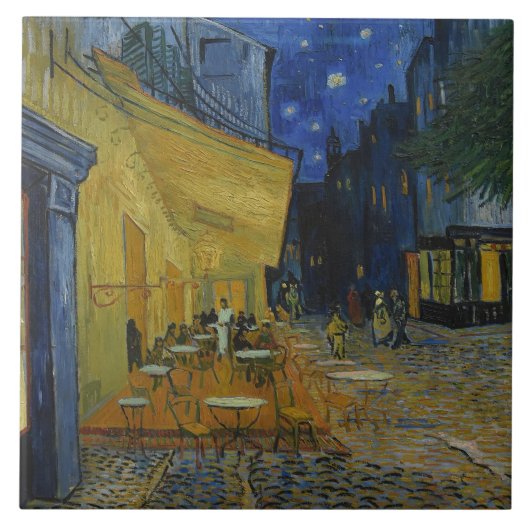 Carreau Café Terrasse à la nuit par Vincent van Gogh (Devant)